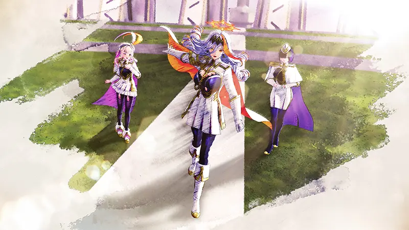 My Fire Emblem Wallpaper Collection (One Per Game) Fire Emblem wallpapers – Fire Emblem Heroes summoner and Askr trio walking on a radiant green battlefield.