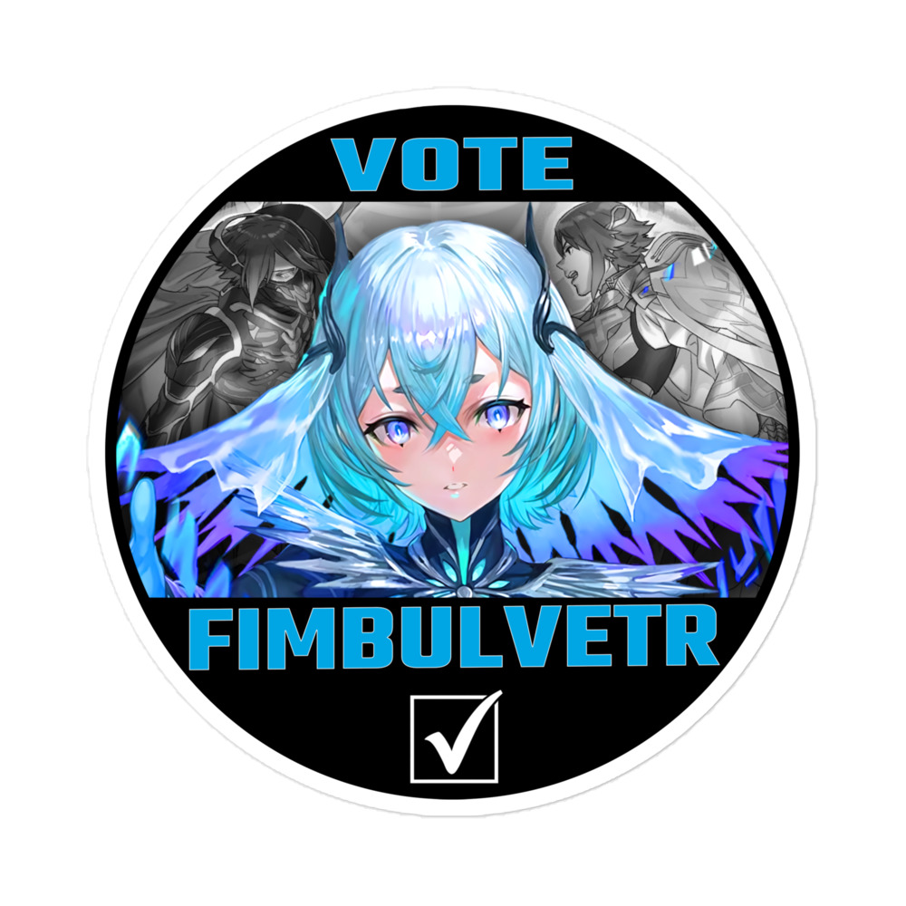 Vote for Fimbulvetr - Sticker Fire Emblem Sticker featuring Fimbulvetr in a CYL10 campaign design for Book 10’s new villain