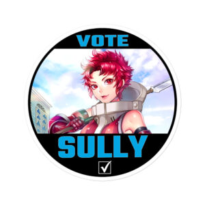 Fire Emblem Sticker featuring Vote for Sully design shown in main product mockup