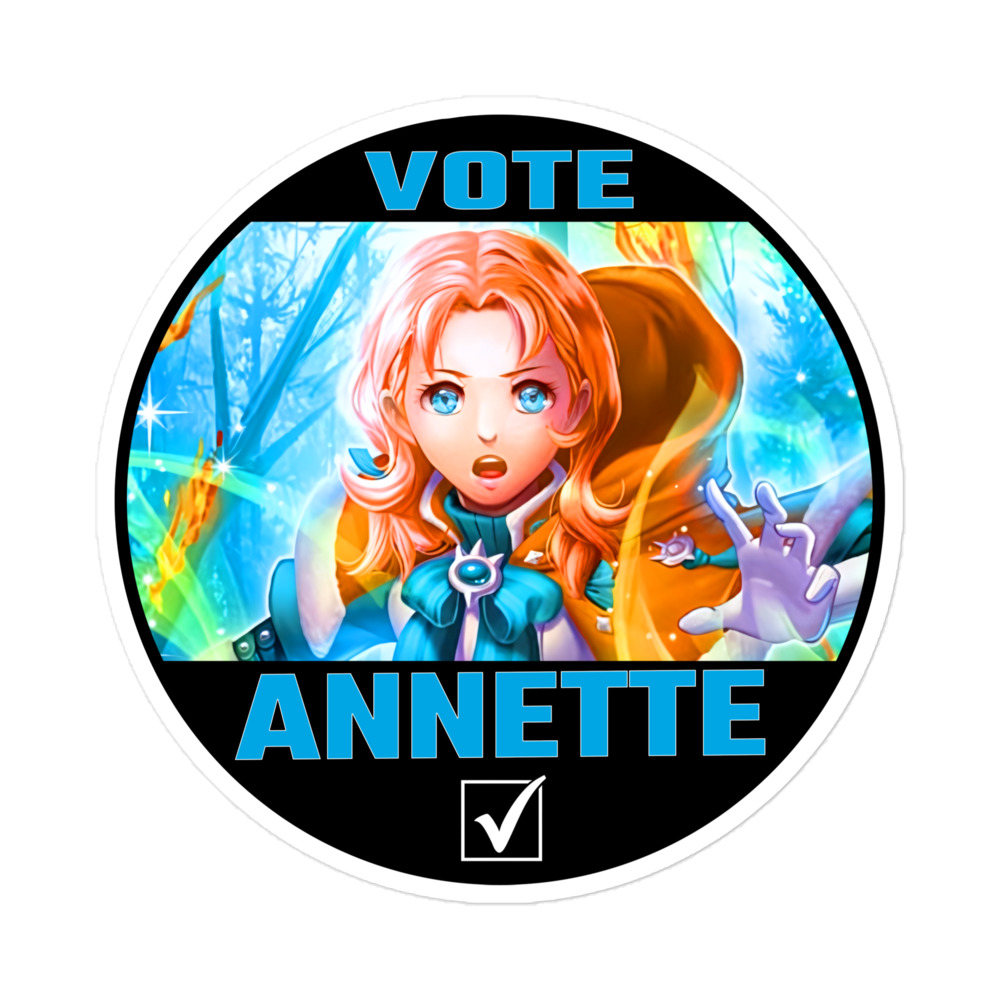 Vote for Annette - Sticker Fire Emblem Sticker featuring Vote for Annette design shown in main product mockup