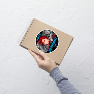 Vote for Diamant - Sticker 5x5 CYL10 Diamant Fire Emblem sticker displayed on a notebook in hand