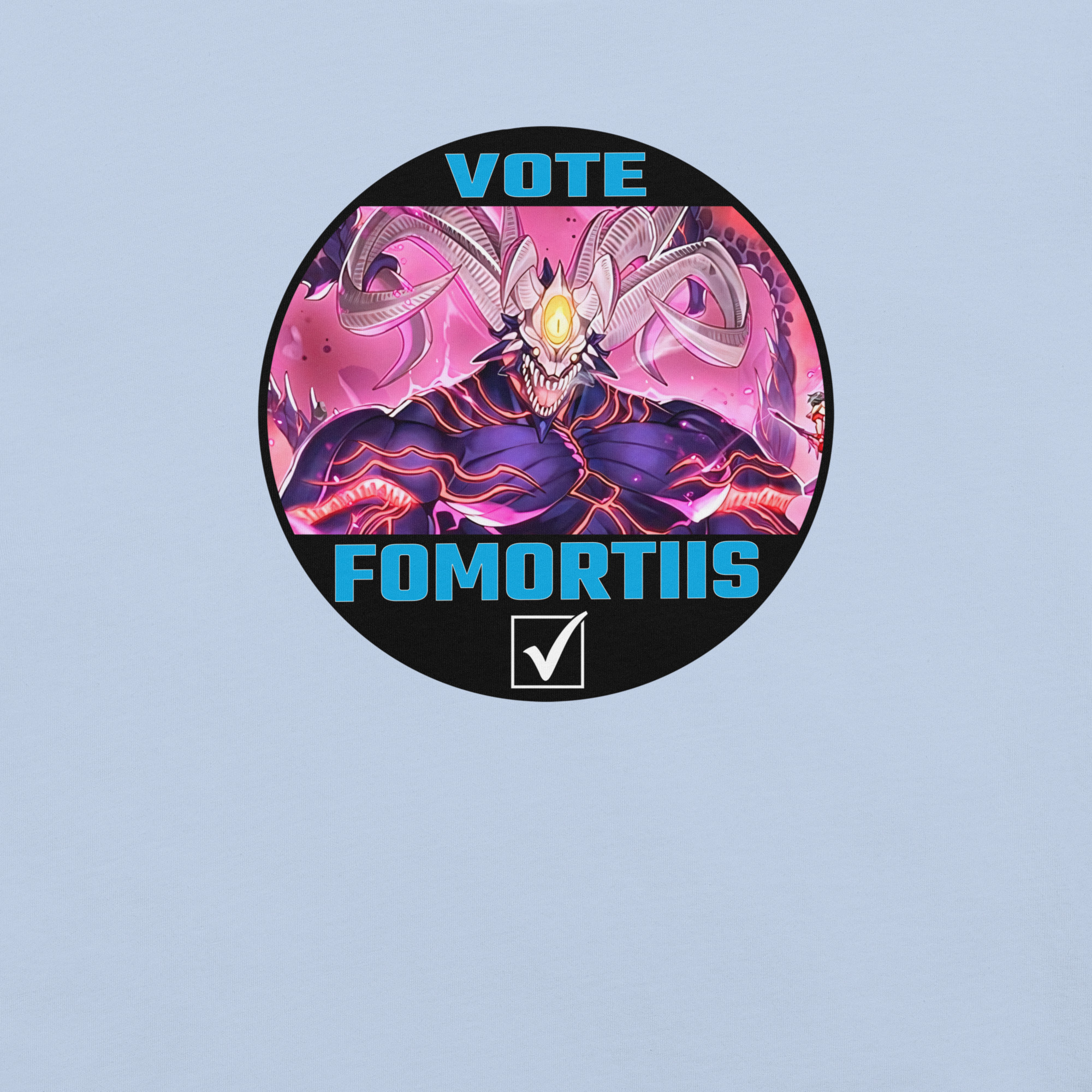 Vote for Formortiis - Unisex Tee Fire Emblem Shirt featuring the Vote for Fomortiis design shown in a flat product mockup