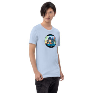 Vote for Tsubasa - Unisex Tee Fire Emblem Shirt with Vote for Tsubasa design worn by a man in a light blue tee