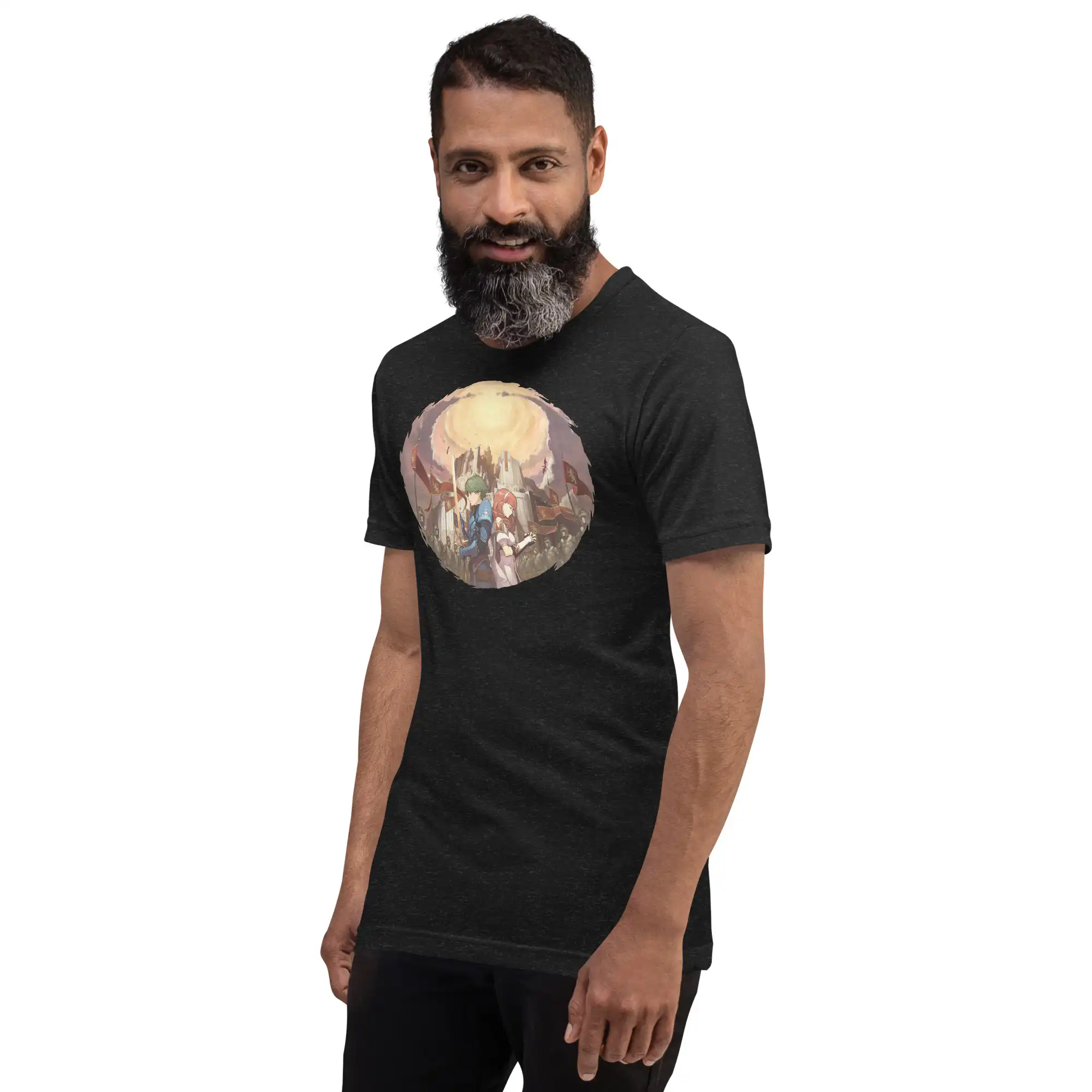 Shadows of Valentia - Unisex Tee Fire Emblem Shirt - Shadows of Valentia inspired shirt on model, alternate angle