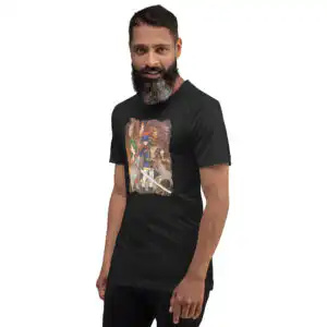 Fire Emblem Shirt - Path of Radiance inspired t-shirt in black, side view on model