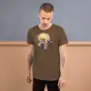 Fire Emblem Shirt - Shadows of Valentia inspired brown shirt worn by model, lifestyle view
