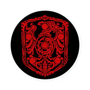 Fire Emblem Sticker - Cipher 0 inspired sticker with red crest design on black background
