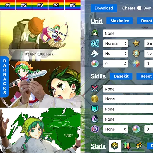 The 17 Best Fire Emblem Heroes Tools You Should Be Using Fire Emblem Heroes tools, FEH Unit Builder simple web build planner screenshot.