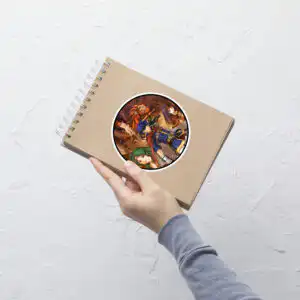Fire Emblem Sticker - Path of Radiance inspired sticker on notebook, angled lifestyle view - 5.5" x 5.5"