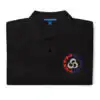 Folded black Fire Emblem polo with embroidered Blaze Meter design