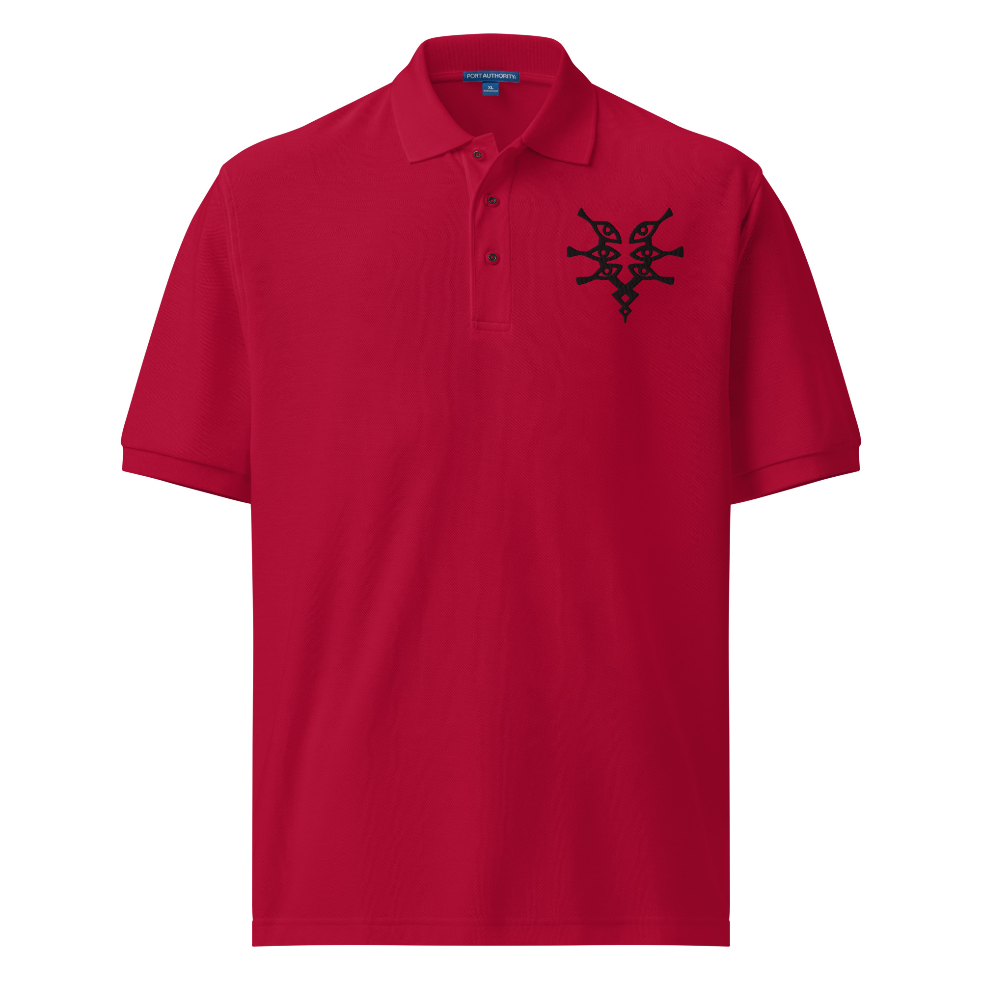 Grimleal - Embroidered Polo Red embroidered Fire Emblem polo with Grimleal design on the chest