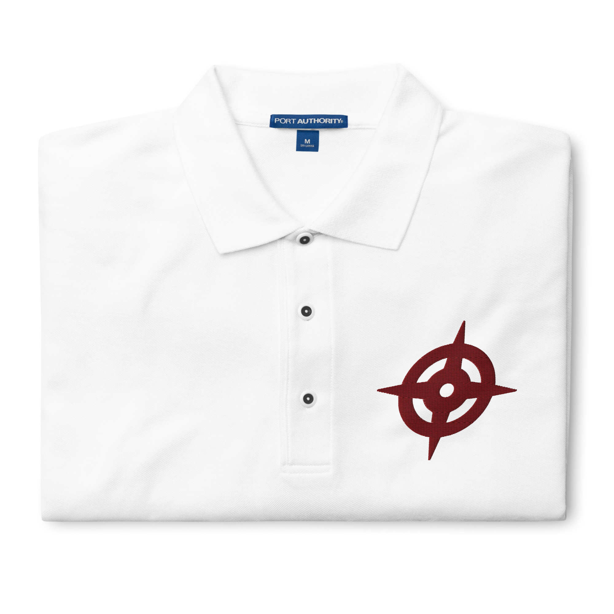 Hoshido - Embroidered Polo Folded white Fire Emblem polo with red Hoshido symbol on the chest