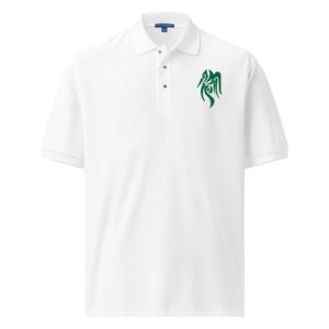 Heron Branded - Embroidered Polo White embroidered Fire Emblem polo with green Heron Branded design